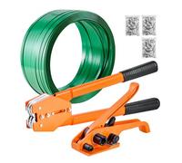 VEVOR Juego de Flejado Manual con Fleje de PET de 304,8 m y 300 Precintos Metálicos, Herramienta de Flejado para Embalaje, Kit Completo para Almacén, Mercado, Garaje, Envío, Mudanza, Hogar, Naranja