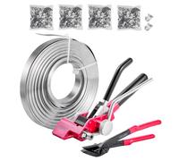 VEVOR Juego de Flejes Manuales Banda Acero 19 mm x 122 m, Kit de Herramientas de Flejado con Tensor, Cortador, 400 Sellos Metálicos para Logística Embalaje de Palés Empaquetado Transporte Carga Pesada