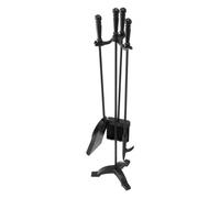 VEVOR Juego de Herramientas para Chimenea 4 en 1, con Soporte de 3 Puntas, Pala para Cenizas, Cepillo, Atizador y Accesorios de Hierro Forjado para Interior Exterior, Negro, 750 x 175 x 195 mm,