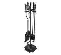 VEVOR Juego de Herramientas para Chimenea 5 en 1, Hierro Forjado, con Soporte de Cinco Puntas, Pinzas, Pala para Cenizas, Cepillo y Atizador, para Interior y Exterior, Negro, 810 x 180 x 180 mm