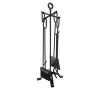 VEVOR Juego de Herramientas para Chimenea, 5 Piezas, Soporte de Cuatro Puntas, Pinzas, Pala para Cenizas, Cepillo, Atizador, Accesorio de Hierro Forjado para Fogatas, Negro, 230 x 230 x 840 mm