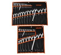 VEVOR Juego de Llaves Combinadas 44 Unidades, Llave de Estrella de 12 Puntas, Métrica de 6-32 mm y SAE de 1/4 '' a 1-1/4 '', con Bolsa de Almacenamiento, para Bricolaje Hogar Reparaciones de Automóvil