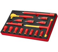 VEVOR 16 PCS 1000 V Juego de Vasos Aislados con Llaves de Vaso Aisladas, Llave con Mango en T Aislada, Trinquete de Accionamiento, Extensiones, para Reparación de Electricistas, Uso Doméstico