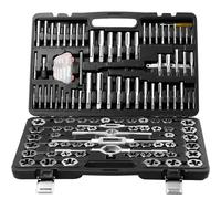 VEVOR Juego de machos y matrices 116 piezas Métrico M3-M18 y kit de roscado y roscado de acero SAE Maletín de transporte Herramientas para roscado y roscado Construcción Reparación de automóviles