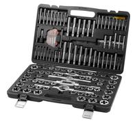 VEVOR Juego de machos y matrices 116 piezas Métrico M3-M18 y kit de roscado y roscado de acero SAE Maletín de transporte Herramientas para roscado y roscado Construcción Reparación de automóviles