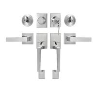 VEVOR Juego de manijas de puerta doble, juego de cerradura de puerta doble con palanca de manija reversible, palanca de puerta cuadrada níquel satinado, juego de manija de puerta delantera