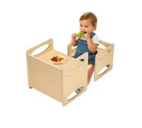 VEVOR Juego de Mesa y Silla Montessori para Destete, Silla Montessori de Altura Ajustable y Mesa de Actividades 380 x 300 x 362 mm para Leer, Comer y Jugar para Niños de 1 a 5 Años, Color Madera