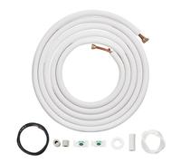 VEVOR Juego de mini líneas divididas de 25 pies, tubos de cobre de 6,4 y 12,7 mm de diámetro exterior y aislamiento de triple capa, para equipos de aire acondicionado o bomba de calefacción y HVAC con