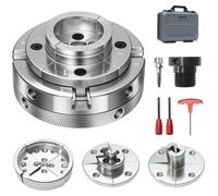 VEVOR Mandril para Torno de Madera 4 pulgadas 4 Mordazas, Juego de Mandril Autocentrante con Rosca de 1 pulgada x 8TPI, 4 Mandriles de Redondo, Escalonado, Pasador, para Torno de Carpintería