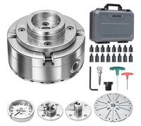 VEVOR Mandril para Torno de Madera 4 pulgadas 4 Mordazas, Juego de Mandril Autocentrante con Engranaje Cónico, Rosca de 1 pulgada x 8TPI, 5 Mandriles de Redondo, Plano, Escalonado, Pasador