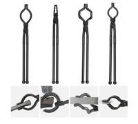 VEVOR Juego de Pinzas de Herrero de Acero al Carbono 4 PCS Pinzas de Forja 46 cm en Forma de V, Boca de Lobo, Forma de ZV, Alicates de Agarre Mango Largo Operación Segura Equipo Básico para Herrero