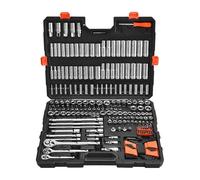 VEVOR Juego de Vasos 225 uds, con Entrada de 9,53/6,4/12,7 mm, Juego de Trinquete, SAE y Métrico, Profundos y Superficiales, con Puntas, Accesorios, Estuche de Transporte, Acero de Aleación CR-V