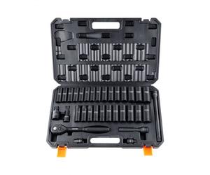 VEVOR Juego de Vasos de Impacto 1/2" Juego de Vasos de Impacto 33 Piezas 26 Enchufes con Herramienta de Trinquete Acero de Aleación CR-V HRC 42-48 con Estuche de Transporte para Reparación Automática