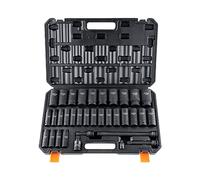 VEVOR Juego de Vasos de Impacto 1/2" Juego de Vasos de Impacto Métricos 34 Piezas 29 Enchufes Acero de Aleación CR-Mo Dureza HRC 42-48 Marcador de Tamaño Sólido con Estuche para Reparación