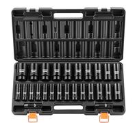 VEVOR Juego de Vasos de Impacto 26 Piezas, Llaves de Vaso Impacto Hexagonal, Métricos de 10-30 mm y 32-36 mm, Material de Acero CR-V, con Caja de Herramientas, para Reparación Mantenimiento de Autos