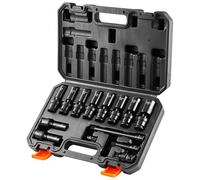 VEVOR Juego de Vasos de Impacto 3/8" Juego de Vasos de Impacto Métricos 14 Piezas 10-19 mm Juego de Llaves de Vaso Hexagonales de Acero de Aleación Cr-Mo para Reparación de Automóviles