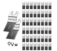 VEVOR Kit de 50 Hojas de Sierra Oscilante Bimetálicas, Hojas para Herramienta Oscilante Universal para Clavos Madera Plástico y Metal con Adaptadores, Compatibles con Bosch Fein DeWalt Craftsman Ryobi