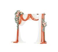 VEVOR Kit de Arcos de Flores Artificiales Naranja para Bodas, con Cortinas, 2 Piezas de Arreglos Florales, 3 Piezas de Cortinas Transparentes, para Ramos de Ceremonia, Decoración de Fondo de Recepción