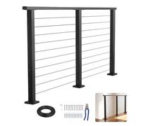 VEVOR Kit de Barandilla de Cable 1981 mm con Postes y Cables, Barandilla de Acero Inoxidable Negro Mate de Exterior Interior, Pasamanos Metálico, Soporte Robusto, para Porches, Terrazas, Balcones