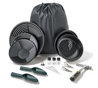 VEVOR Kit de Bateas para Buscar Oro, 19 Piezas, Juego de Bandejas de Lavado de Oro, 254 mm y 355 mm, Equipo Portátil de Prospección, Plástico, con Accesorios de Búsqueda Manual en Minería Ríos Arroyos