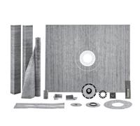 VEVOR Kit de Bordillo de Ducha de 1524 x 1219 x 28 mm con Brida Central de PVC de 50,8 mm, Membrana Impermeable, Rejilla de Acero Inoxidable y Sellador de Juntas, Varillas Inclinadas Aptas para Baño