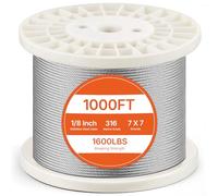 VEVOR Kit de Cables de Alambre de 3,18mm Alambre de Acero Inoxidable 316 de 305m con Cortador y Guantes, Resistencia a la Rotura de 7,1 kN, 7 x 7 Hebras, Cables de Grado de Aeronáutico para Pasamanos