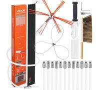 VEVOR Kit de Cepillo Limpieza de Chimenea, 2 Cabezales, 12 m Varilla Flexible de Nylon, Gafas, Bolsa, Deshollinador Durable Resistente Flexible a 90° para Chimeneas Cuadradas Rectangulares y Arqueadas