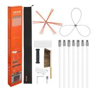 VEVOR Kit de Cepillo Limpieza de Chimenea, 2 Cabezales, 7 m Varilla Flexible de Nylon, Gafas, Bolsa, Deshollinador Durable Resistente Flexible a 90° para Chimeneas Cuadradas, Rectangulares y Arqueadas