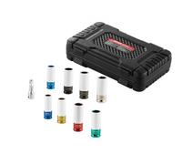 VEVOR Kit de Dados de Impacto para Tuercas de Rueda con Estuche de Almacenamiento y Barra de Extensión Kit de dados Profundos SAE de 6 Puntas y Métricos con Impulsión de 12,7 mm, 8 tamaños de tuercas
