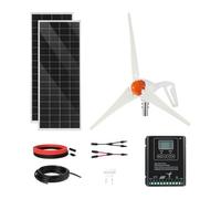 VEVOR Kit de Energía Solar y Eólica 400W 12V 2 Paneles Monocristalinos 100W, Turbina 200 W Controlador de Sistema Híbrido Eólico / Solar MPPT para Hogar Camping Barcos Caravana Aplicaciones Domésticas
