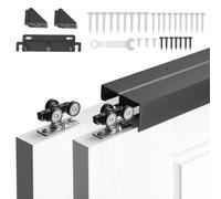 VEVOR Kit de Herrajes para Puertas Corredizas 152,4 cm, Herraje para Puerta Corredera de Doble Riel de Aleación de Aluminio, para Sistemas de 2 Puertas de 25-45 mm de Grosor y 762 mm de Ancho, Negro