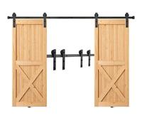 VEVOR Kit de Herrajes para Puertas Corredizas de Granero Riel para Puerta Corrediza de 244 cm para Puertas Dobles Ancho 1,12-1,32 m Espesor 32-45 mm Carga de 150 kg Polea Silenciosa Forma I para Hogar