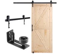 VEVOR Kit de herrajes y puerta de granero, puerta corrediza de madera de 36" x 84", suave y silenciosa, kit de puerta de granero con guía de piso 8 en 1 y manija de puerta, losa con paneles de madera