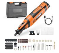 VEVOR Kit de Herramientas Rotativas Inalámbricas, 136 Piezas, Portátil, 8 V CC, 5 Velocidades de 5000-30 000 RPM, para Grabar, Lijar, Pulir, Tallar, Amolar, Cortar y Bricolaje, 225 x 50 x 50 mm