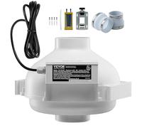 VEVOR Kit de Instalación de Ventilador de Mitigación de Radón Silencioso de 190 CFM con 2 Acopladores, Indicador de Presión, Ventilador de Conducto en Línea Impermeable, 305 x 320 x 235 mm, Blanco