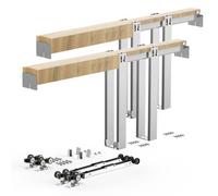 VEVOR Kit de Marco de Puerta Corredera 1828,8 x 2032 mm Montaje Empotrado | Herrajes para Puertas Corredizas, Uso Doméstico, Rieles de Acero Galvanizado, Rodillo de 3 Ruedas, Kit Completo de Accesorios