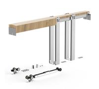VEVOR Kit de Marco para Puerta Corredera 2032 x 711,2 mm Herrajes de Puerta | para Hogar, Diseño Empotrado, Rieles de Acero Galvanizado, Rodillo de 3 Ruedas, Kit Completo de Accesorios, Ahorra Espacio