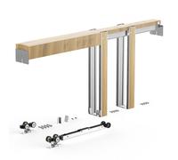 VEVOR Kit de Marco para Puerta Corrediza de Madera y Acero Galvanizado para Puertas de 610-762 mm de Ancho y 2032 mm de Alto con Mecanismo de Cierre suave Bidireccional para Sala de Estar, Oficina