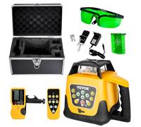 VEVOR Kit de Nivel Láser Giratorio, Haz Verde, Alcance 500 m, Inclinación Ajustable, Giro de 360 Grados, Autonivelación, Ángulo de Escaneo Flexible, Precisión, con Receptor de Control Remoto