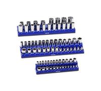 VEVOR Kit de Organizador de Dados Magnéticos, Juego de 3 de Bandejas de Dados Métricos 1/4'', 3/8'', 1/2'', Etiquetas Transparentes, Capacidad de 75 Dados Estándar y Profundos (No Incluidos), Azul