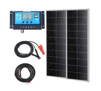 VEVOR Kit de Panel Solar Monocristalino 200W 2 Paneles Solares y Controlador de Carga Módulo Fotovoltaico Monocristalino de Alta Eficiencia 23% Impermeable IP68 para el Hogar, RV, Barco, Fuera de Red