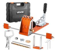 VEVOR Kit de Plantilla a Agujeros Ocultos 12,7 a 38,1 mm, con Estuche de Herramientas, Abrazadera en C, Broca Escalonada y la de Accionamiento Cuadrado, Llave Hexagonal, Anillo de Tope de Broca