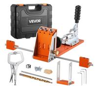 VEVOR Kit de Plantilla a Agujeros Ocultos 12,7 a 38,1 mm, con Estuche de Herramientas, Abrazadera en C, Broca Escalonada y la de Accionamiento Cuadrado, Llave Hexagonal, Anillo de Tope de Broca