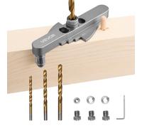 VEVOR Kit de Plantilla para Espigas, Plantilla Autocentrante para Taladro de Espigas para Agujeros Rectos con Juego de Brocas de 6,4/7,9/9,5 mm y Collarín de Tope para Taladrar de Carpintería