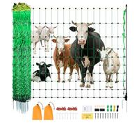 VEVOR Kit de red para cerca eléctrica cerca de red de PE 1,06 x 49,98 m con postes de estaca de doble púa malla utilitaria portátil para cabras, ovejas, corderos, ciervos, cerdos, perros, granjas