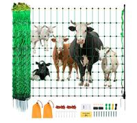 VEVOR Kit de red para cerca eléctrica cerca de red de PE 1,06 x 49,98 m con postes de estaca de doble púa malla utilitaria portátil para cabras, ovejas, corderos, ciervos, cerdos, perros, granjas