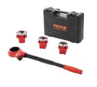VEVOR Kit de Roscado de Tuberías con Trinquete 1/2", 3/4", 1" NPT Juego de Matrices de Fontanero Portátil 3 Matrices NPT Estuche de Almacenamiento para Tubos de Aluminio Galvanizado Hierro Cobre