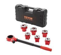 VEVOR Kit de Roscado de Tubos con Trinquete 1/4" NPT ~ 1-1/4" NPT Juego de Troqueles de Fontanero Manual Portátil 6 Troqueles NPT Estuche de Almacenamiento para Plomería Tubos de Aluminio Hierro Cobre