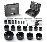 VEVOR Kit de Sierra de Agujero, 18 Hojas de Sierra, 6 Brocas, 1 Llave Hexagonal, Juego de Sierra Perforadora Bimetálica M42 con Caja de Transporte para Tableros de Madera, Planchas de Hierro Plástico