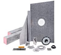 VEVOR Kit Plato de Ducha Umbral de Ducha Estanco 1219 x 1828,8 mm con Desagüe Desplazado en ABS Rejilla de Acero Inoxidable de 10 cm 2 Bordes de Ducha Cortables y Llana Plato de Ducha para Baño